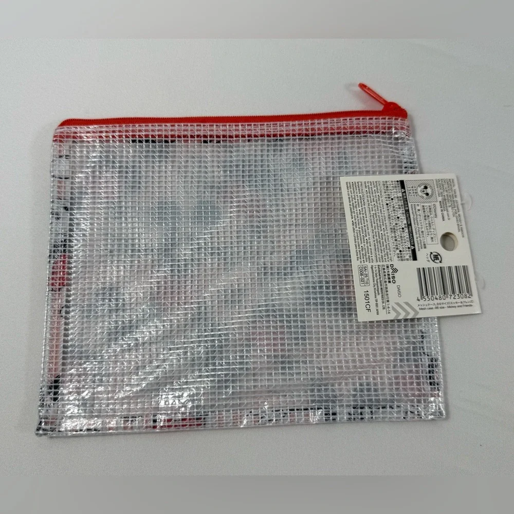 NWT-Disney x Daiso Mickey Mouse B6 Size (7.48” x 5.90”) Mesh Case w/Zip Closure